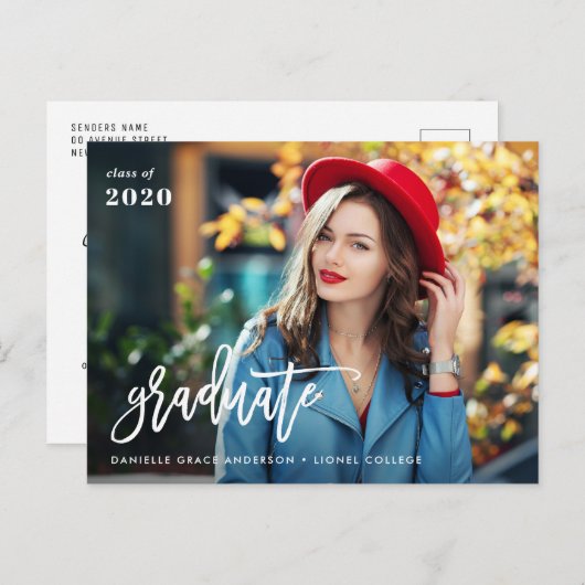 ブラシユニークスクリプトの卒業発表 ポストカード (正面/裏面)