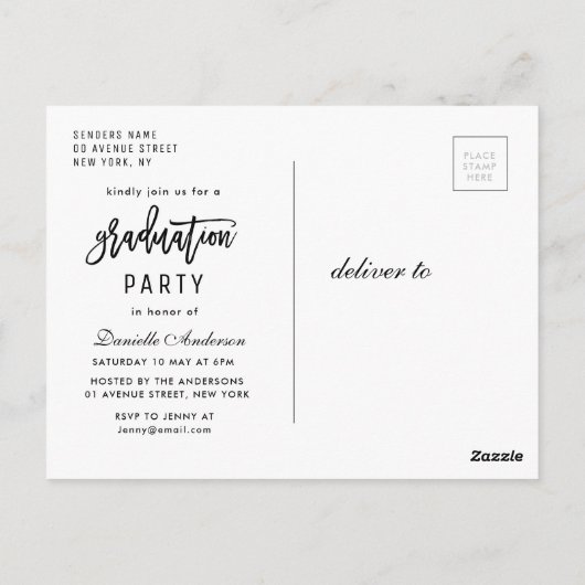 ブラシユニークスクリプトの卒業発表 ポストカード (裏面)