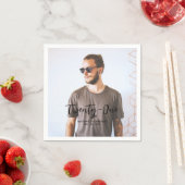 ブラシレタリングカスタムフォトバースデーパーティー紙 スタンダードカクテルナプキン (インサイチュ)