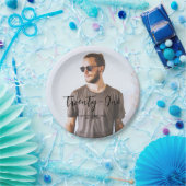 ブラシレタリングカスタムフォトバースデーパーティー紙 ペーパープレート (パーティー)