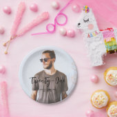 ブラシレタリングカスタムフォトバースデーパーティー紙 ペーパープレート (パーティー)