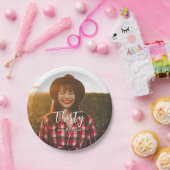 ブラシレタリングカスタムフォトバースデーパーティー ペーパープレート (パーティー)