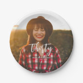 ブラシレタリングカスタムフォトバースデーパーティー ペーパープレート (正面)