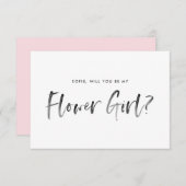 ブラシレタリングピンク私の花の女の子になる 招待状 (正面/裏面)
