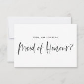 ブラシレタリングピンク あなたは私のメイドオブオナーになりますか 招待状 (正面)