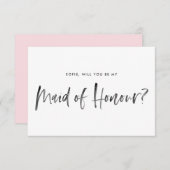 ブラシレタリングピンク あなたは私のメイドオブオナーになりますか 招待状 (正面/裏面)