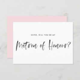 ブラシレタリングピンクBe My Matron of Honor 招待状
