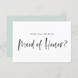 ブラシレタリングミント私のメイド・オブ・オーナー（花嫁付き添い人） 招待状