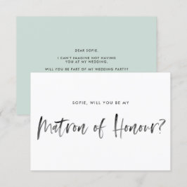 ブラシレタリングミントBe My Matron of Honor 招待状