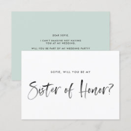 ブラシレタリングミントBe My Sister of Honor 招待状