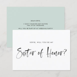 ブラシレタリングミントBe My Sister of Honor 招待状
