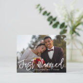ブラシレタリング結婚たった今結婚しました発表 ポストカード (スタンド正面)