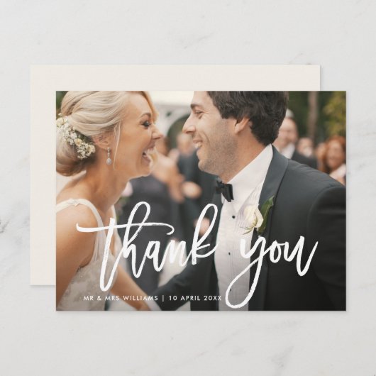 ブラシレタリング | 感謝してい結婚の写真 ポストカード (正面/裏面)
