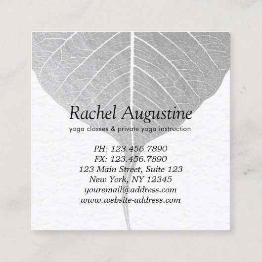 ブラシロゴヨガ瞑想インストラクター霊気マスター スクエア名刺 (裏面)