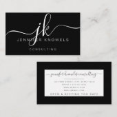 ブラシンプルックMonogramスクリプトコンサルタントオープンCovid 名刺 (正面/裏面)