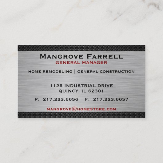 ブラシ仕上げのメタルとダイヤモンドの格子付き名刺 名刺 (裏面)