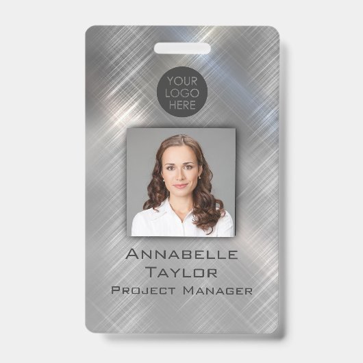 ブラシ仕上げのメタルビジネス バッジ (正面)