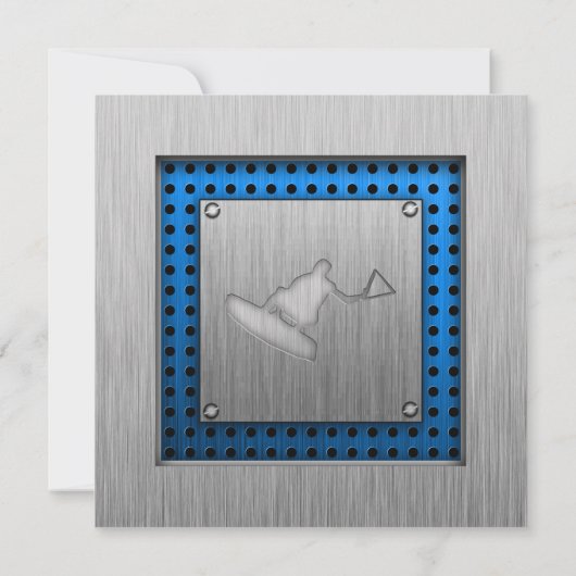 ブラシ仕上げのメタルルックウェイクボーダー 招待状 (裏面)