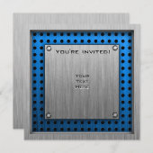 ブラシ仕上げのメタルルックフェンシング 招待状 (正面/裏面)