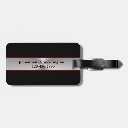 ブラシ仕上げのメタルルルック&ブラックモノグラムの ラゲッジタグ (裏面横)