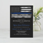 ブラシ仕上げの薄い青い線の警察署の退職 招待状 (スタンド正面)