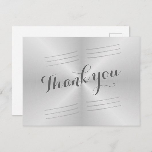 ブラシ仕上げの金属のウェディング サンクス ポストカード (正面/裏面)