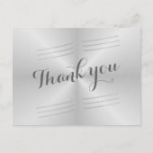 ブラシ仕上げの金属のウェディング サンクス ポストカード (正面)