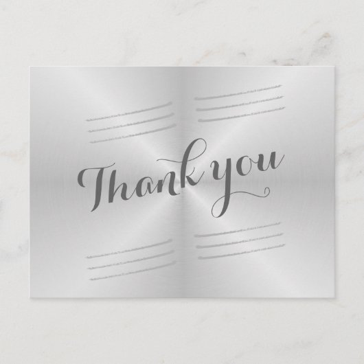 ブラシ仕上げの金属のウェディング サンクス ポストカード (正面)