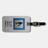 ブラシ仕上げアルミニウムのルックバスケットボール選手 ラゲッジタグ (正面横)