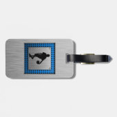 ブラシ仕上げアルミニウムのルックバスケットボール選手 ラゲッジタグ (裏面横)