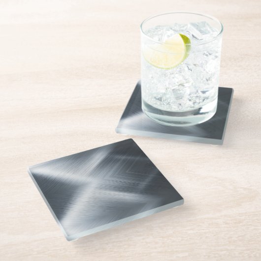 ブラシ仕上げアルミマクロテクスチャ ガラスコースター (アングル)