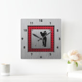 ブラシ仕上げアルミルックゴルファー スクエア壁時計 (ホーム)