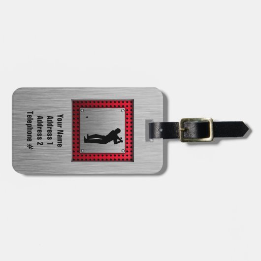 ブラシ仕上げアルミルックゴルファー ラゲッジタグ (正面横)