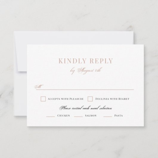 ブラシ仕上げオーバーレイウェディングRSVP 出欠カード (正面)