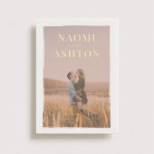 ブラシ仕上げオーバーレイ結婚式の日付の実在金ゴールドを保存 箔招待状