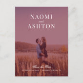 ブラシ仕上げオーバーレイ結婚式の日付を保存 ポストカード (正面)