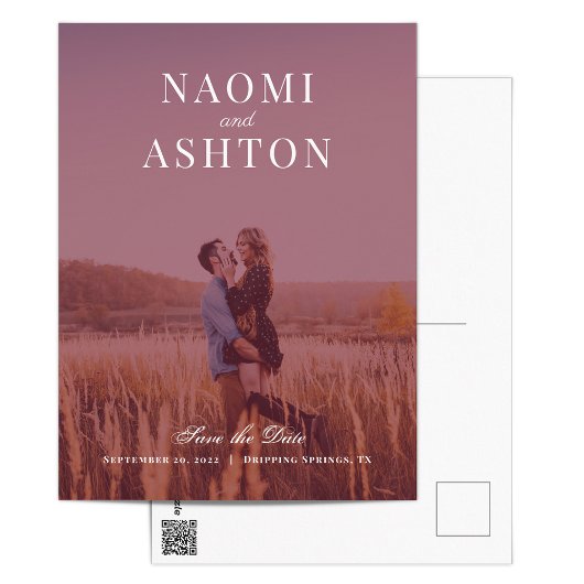 ブラシ仕上げオーバーレイ結婚式の日付を保存 ポストカード