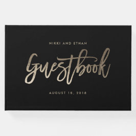 ブラシ仕上げグライマー編集可能結婚カラーズゲストブック ゲストブック