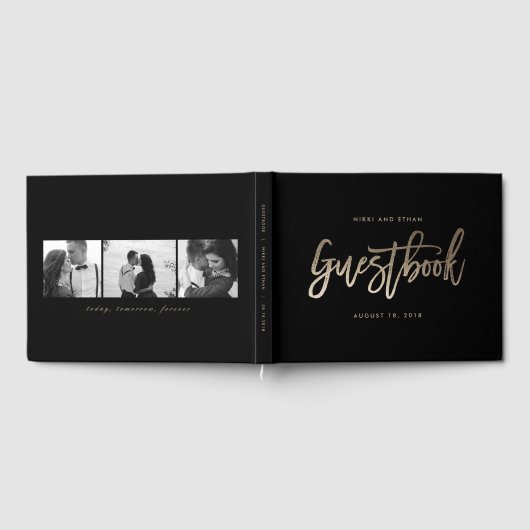 ブラシ仕上げグライマー編集可能結婚カラーズゲストブック ゲストブック (全面)