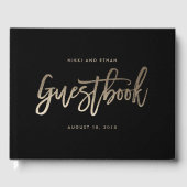 ブラシ仕上げグライマー編集可能結婚カラーズゲストブック ゲストブック (正面)