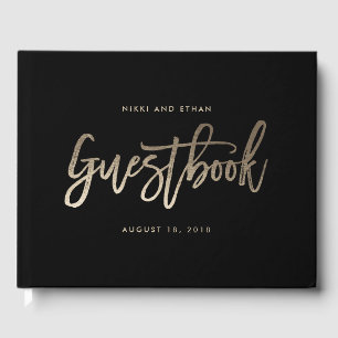 ブラシ仕上げグライマー編集可能結婚カラーズゲストブック ゲストブック