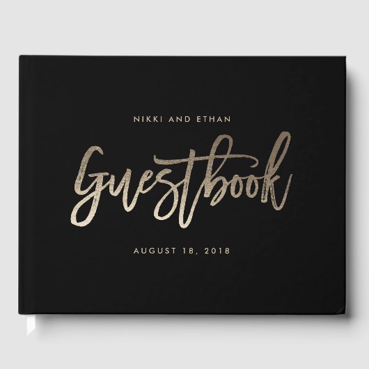 ブラシ仕上げグライマー編集可能結婚カラーズゲストブック ゲストブック (正面)