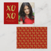 ブラシ仕上げゴールドフォイルXOXOクラスルームのバレンタインカード ノートカード (正面/裏面)