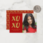 ブラシ仕上げゴールドフォイルXOXOクラスルームのバレンタインカード ノートカード (正面/裏面インサイチュ)