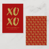 ブラシ仕上げゴールドフォイルXOXOクラスルームのバレンタインカード ノートカード (正面/裏面)