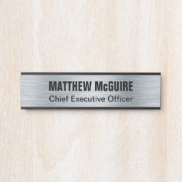 ブラシ仕上げシルバールックオフィス サインプレート