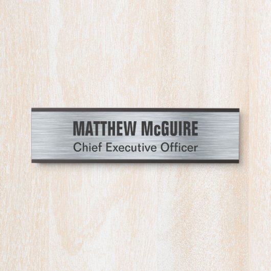 ブラシ仕上げシルバールックオフィス サインプレート (正面)