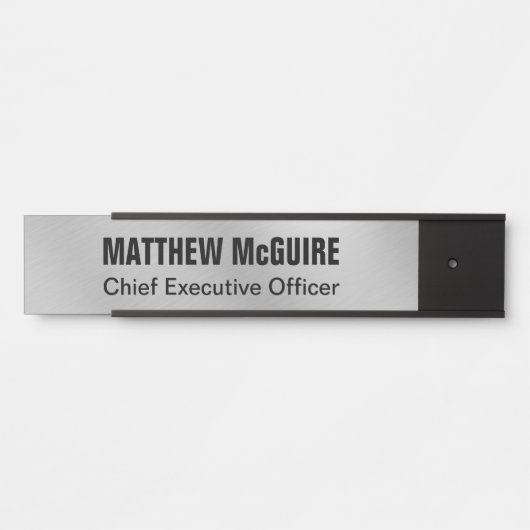 ブラシ仕上げシルバールックオフィス サインプレート (正面)