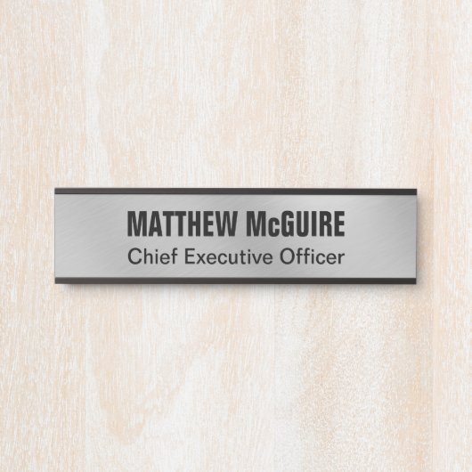 ブラシ仕上げシルバールックオフィス サインプレート (正面)