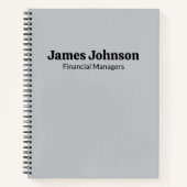 ブラシ仕上げシルバー レトロ ボールド セリフ オフィス ネームプレート ノートブック (正面)